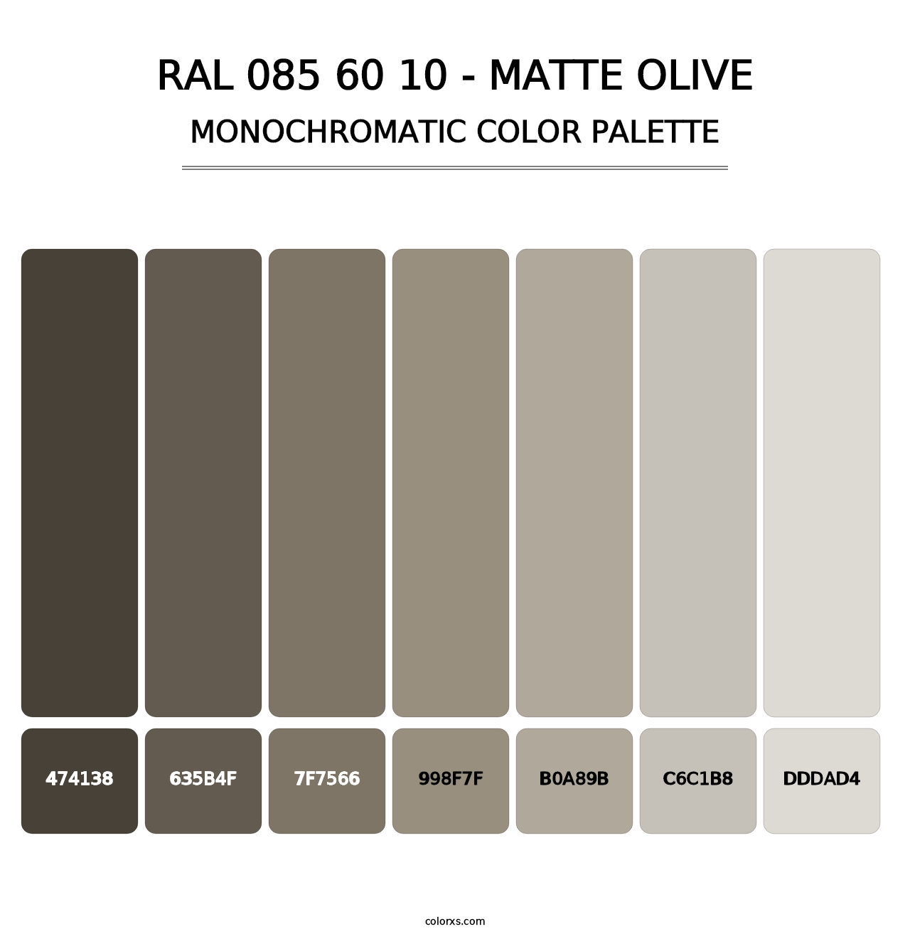 RAL 085 60 10 - Matte Olive - Monochromatic Color Palette