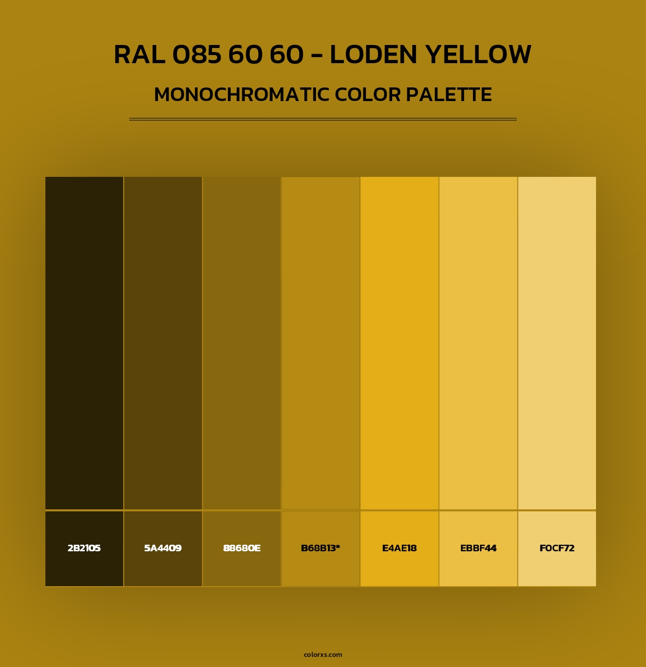 RAL 085 60 60 - Loden Yellow - Monochromatic Color Palette