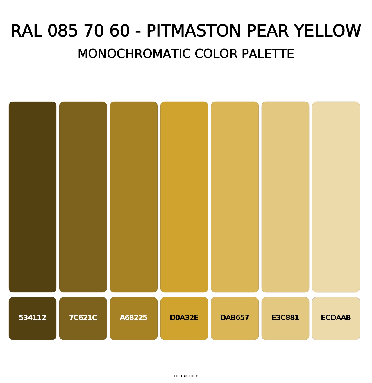 RAL 085 70 60 - Pitmaston Pear Yellow - Monochromatic Color Palette