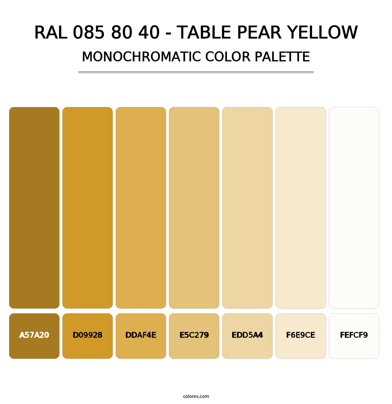 RAL 085 80 40 - Table Pear Yellow - Monochromatic Color Palette
