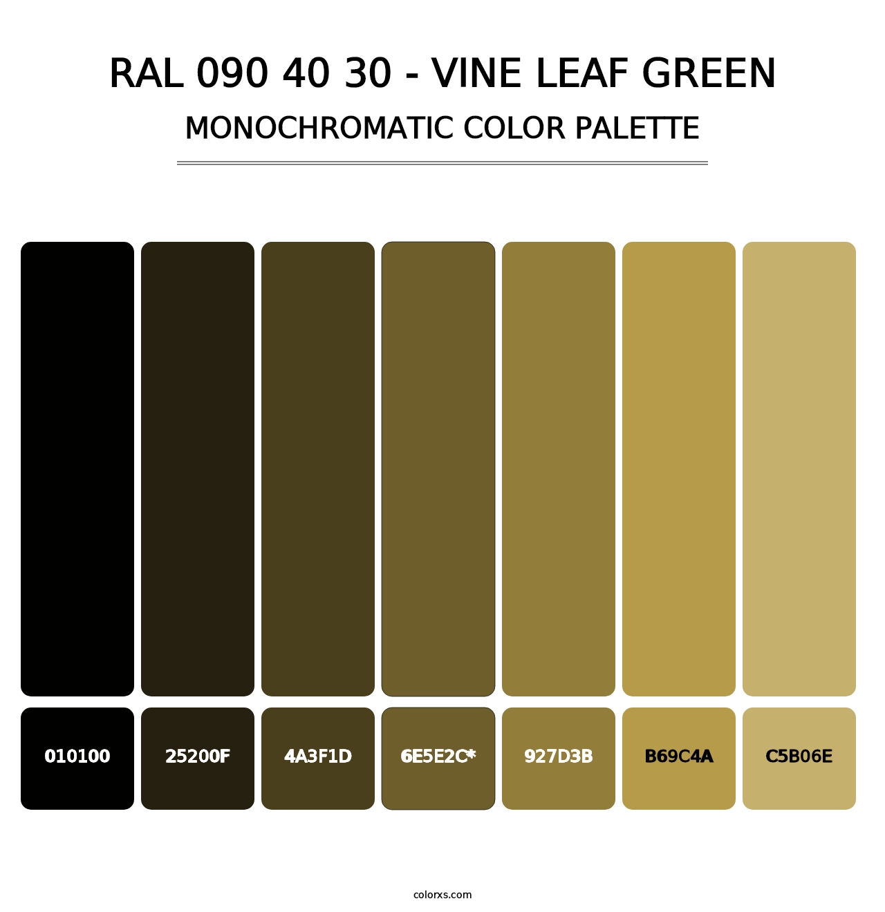 RAL 090 40 30 - Vine Leaf Green - Monochromatic Color Palette
