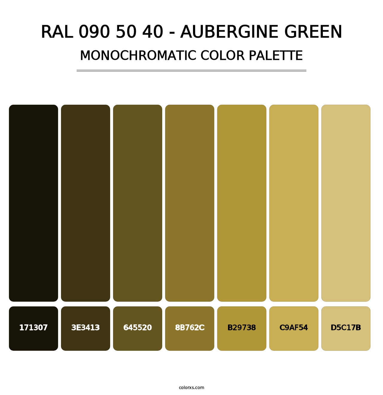 RAL 090 50 40 - Aubergine Green - Monochromatic Color Palette