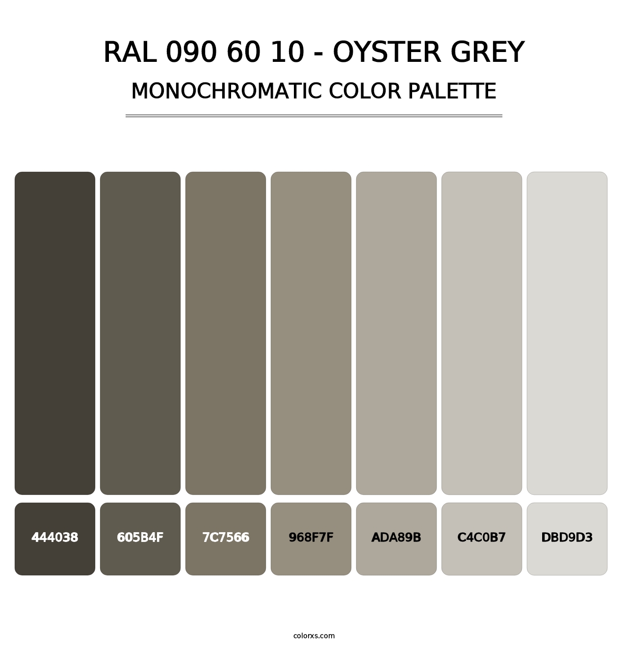 RAL 090 60 10 - Oyster Grey - Monochromatic Color Palette