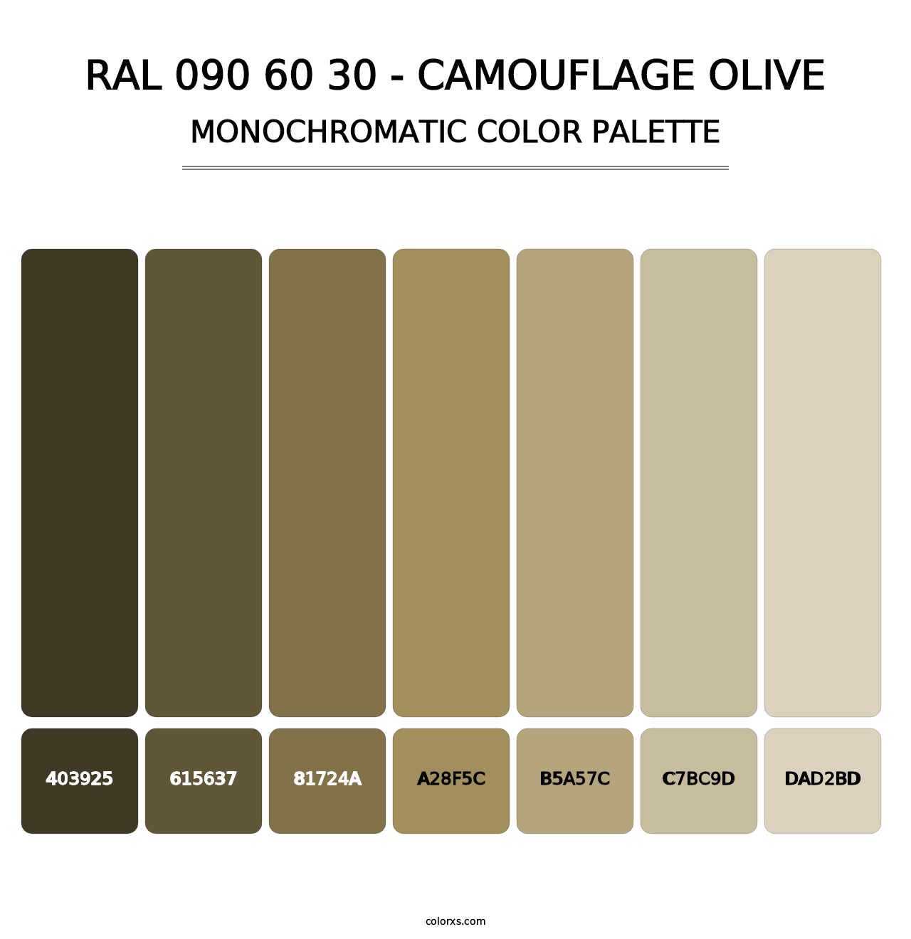 RAL 090 60 30 - Camouflage Olive - Monochromatic Color Palette