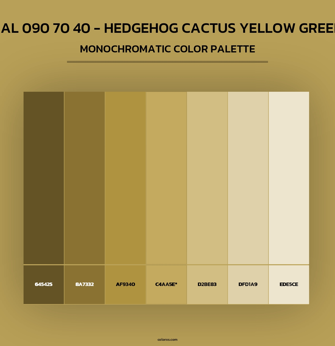 RAL 090 70 40 - Hedgehog Cactus Yellow Green - Monochromatic Color Palette