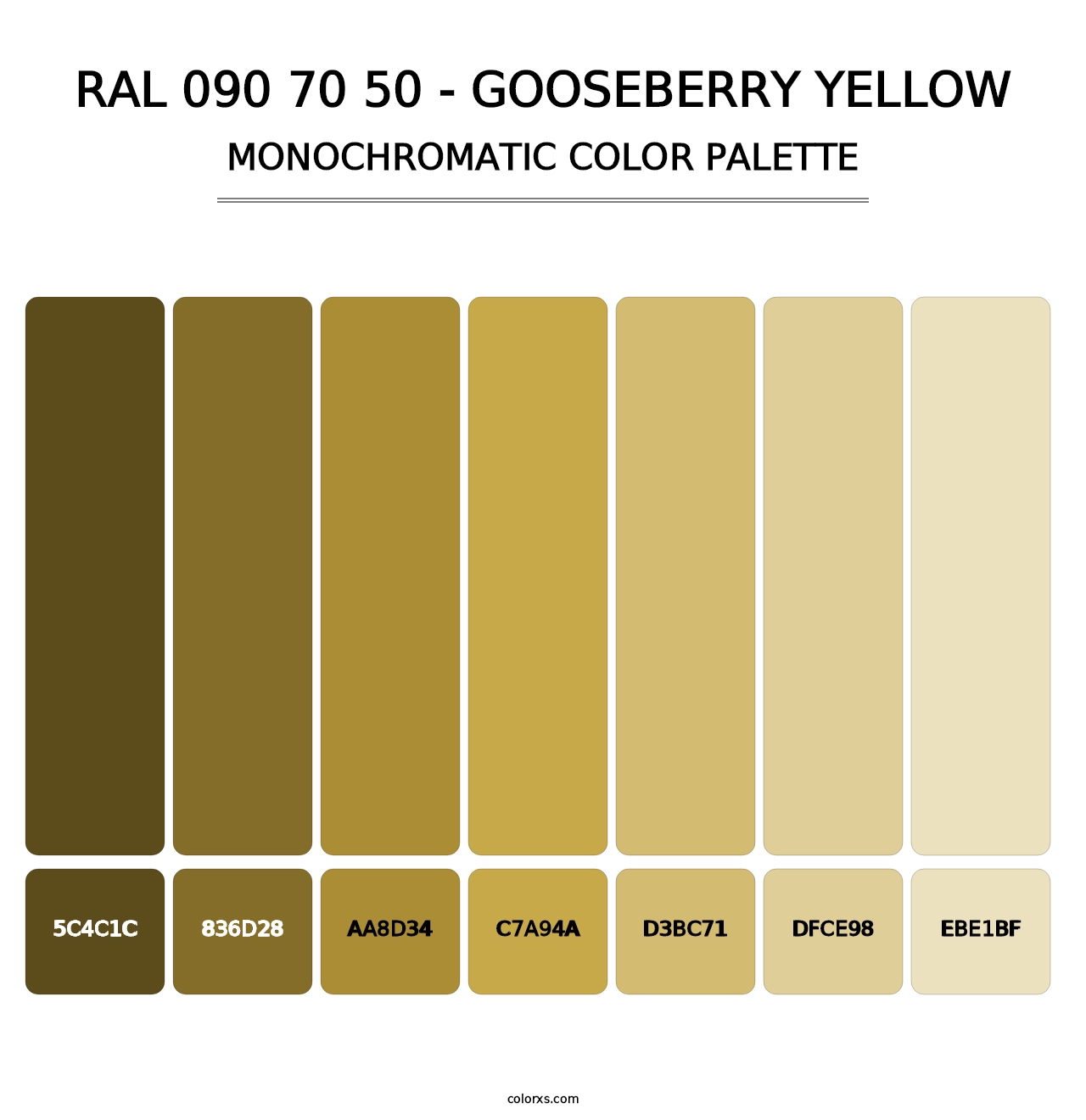 RAL 090 70 50 - Gooseberry Yellow - Monochromatic Color Palette