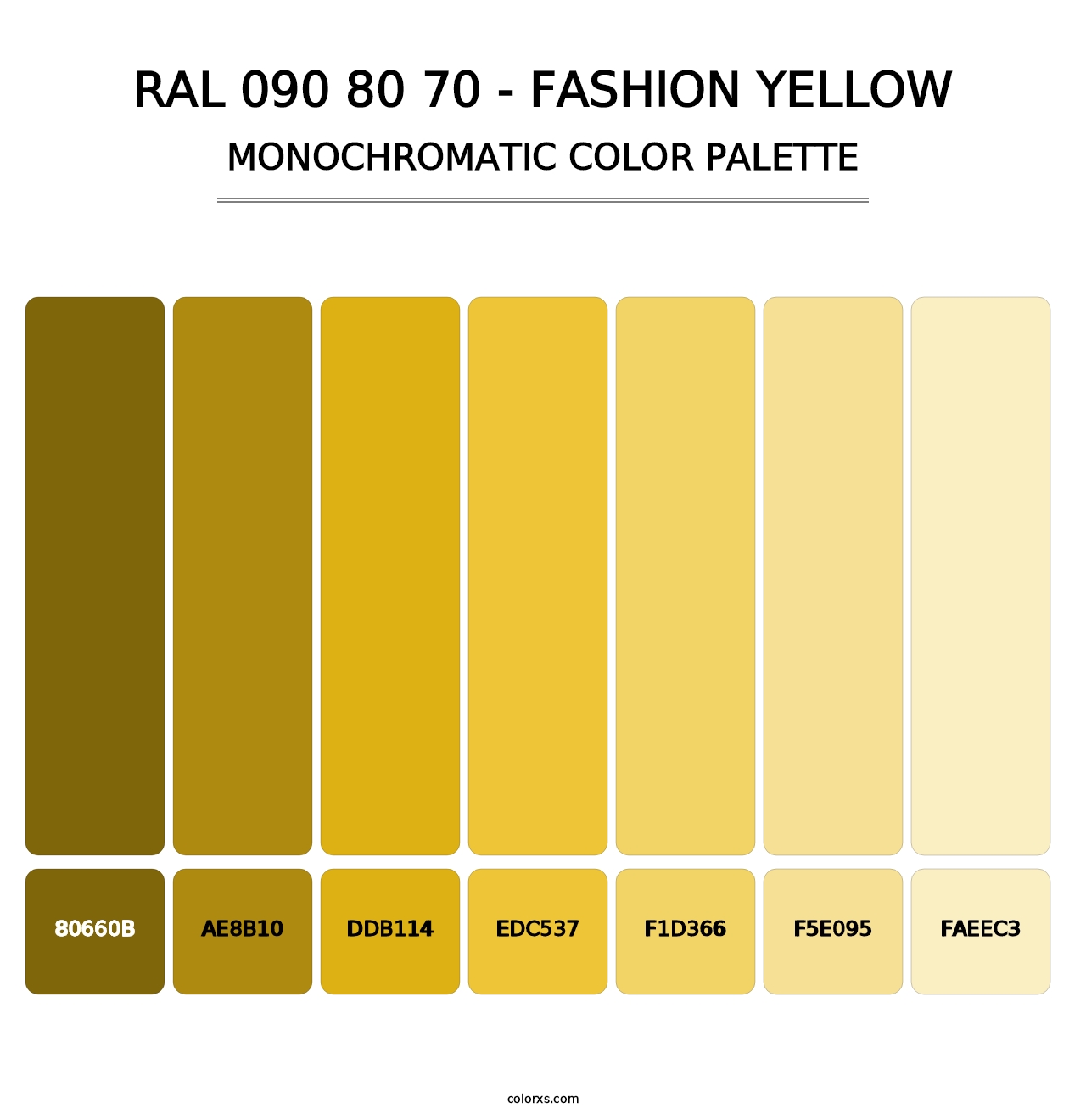 RAL 090 80 70 - Fashion Yellow - Monochromatic Color Palette