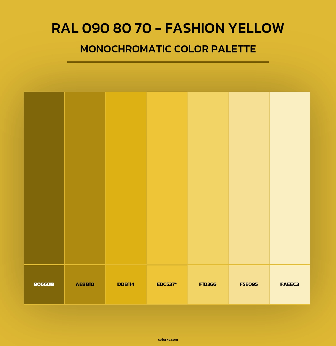 RAL 090 80 70 - Fashion Yellow - Monochromatic Color Palette