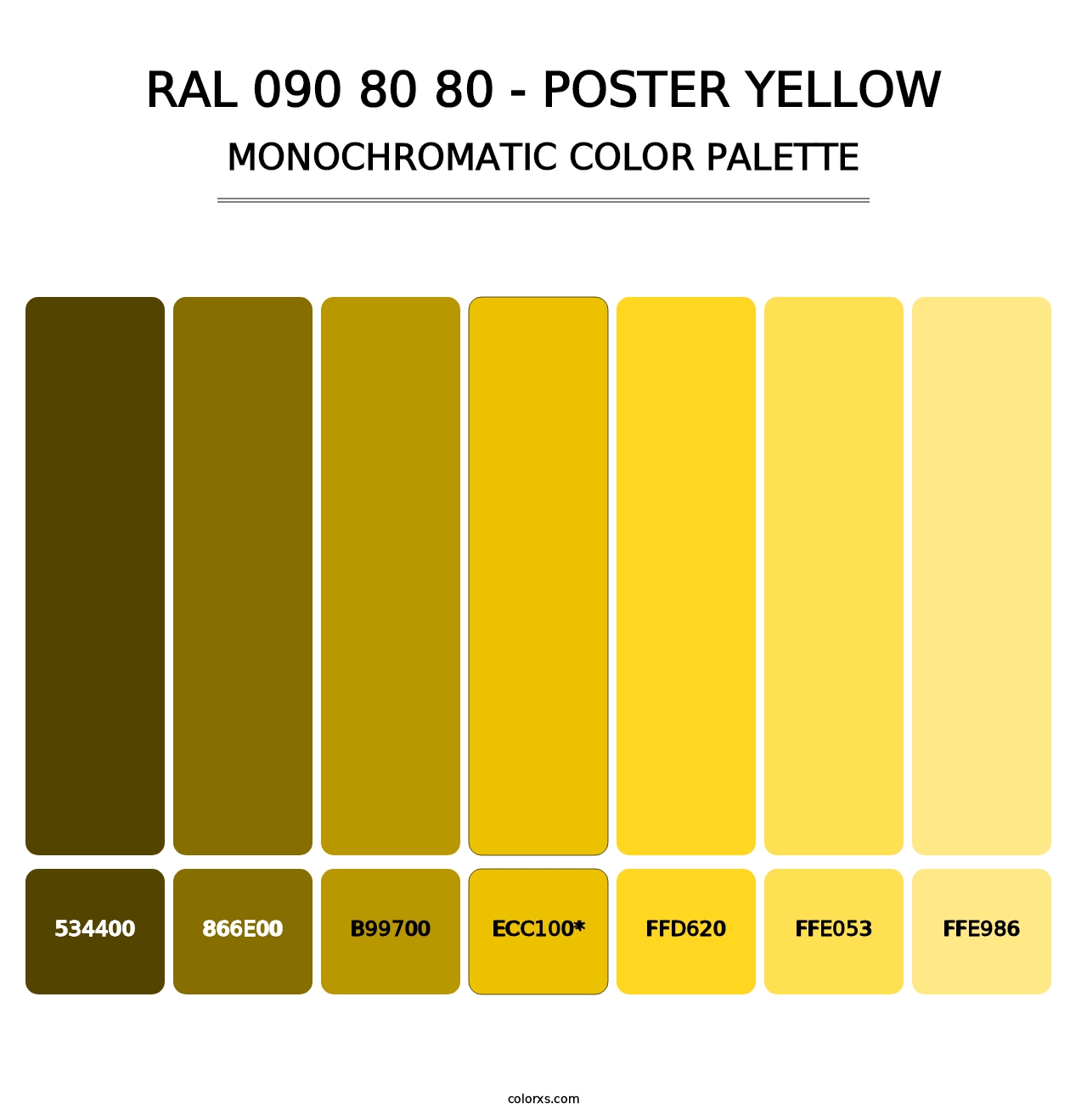 RAL 090 80 80 - Poster Yellow - Monochromatic Color Palette