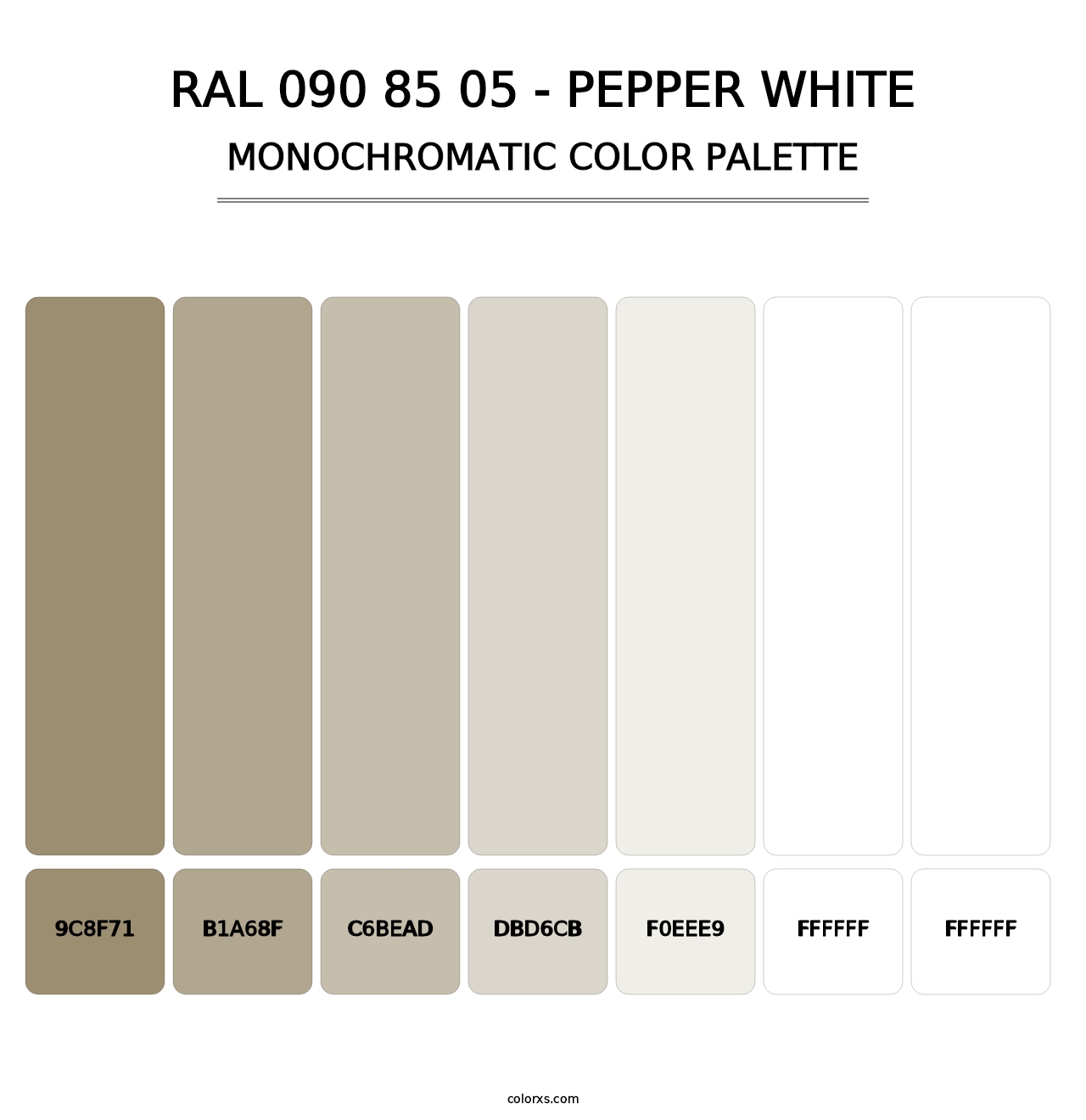 RAL 090 85 05 - Pepper White - Monochromatic Color Palette