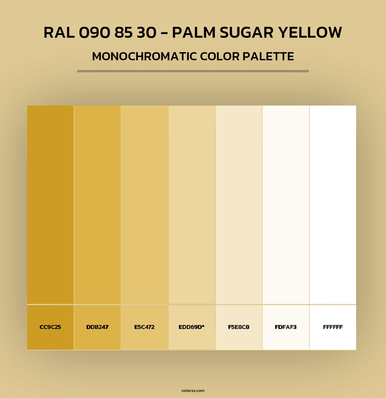 RAL 090 85 30 - Palm Sugar Yellow - Monochromatic Color Palette
