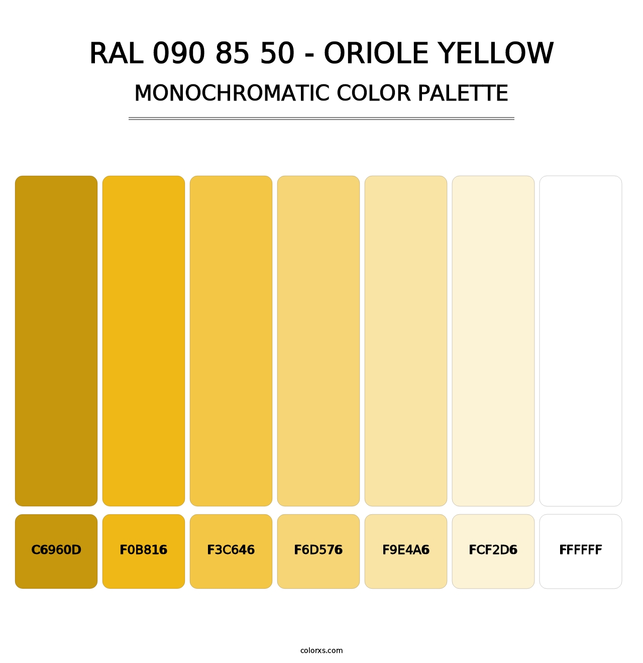 RAL 090 85 50 - Oriole Yellow - Monochromatic Color Palette