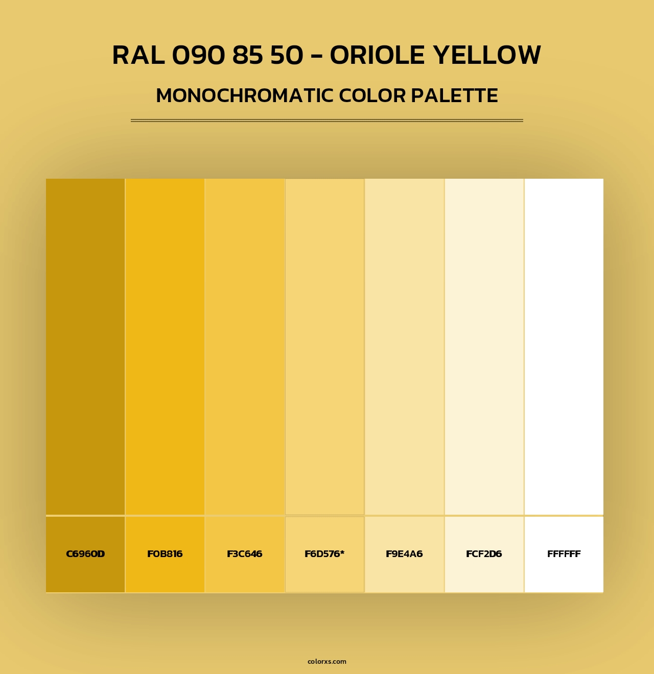 RAL 090 85 50 - Oriole Yellow - Monochromatic Color Palette