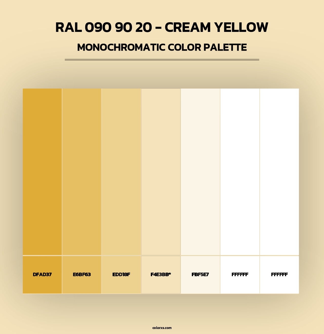 RAL 090 90 20 - Cream Yellow - Monochromatic Color Palette