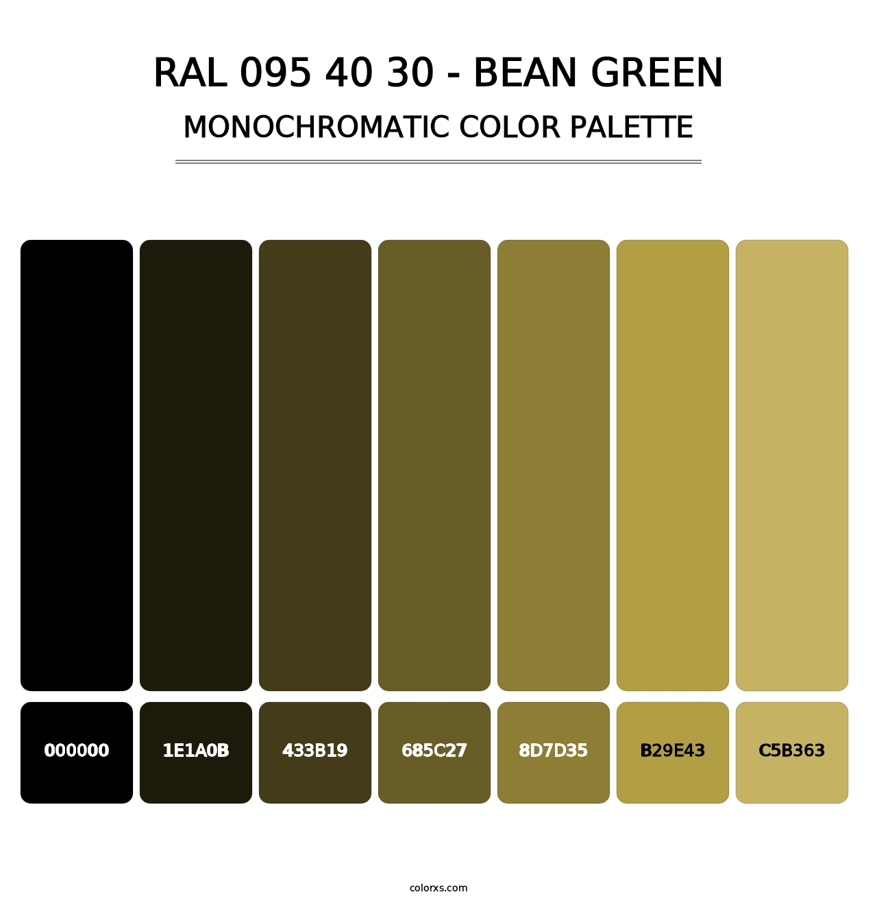 RAL 095 40 30 - Bean Green - Monochromatic Color Palette
