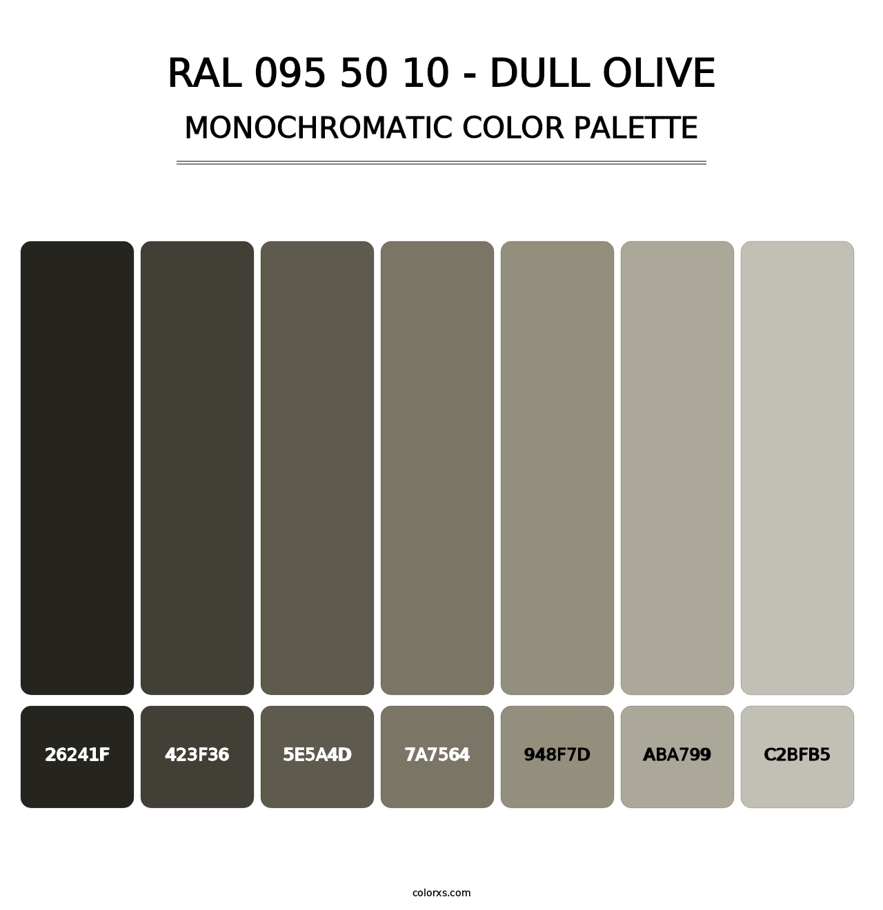 RAL 095 50 10 - Dull Olive - Monochromatic Color Palette