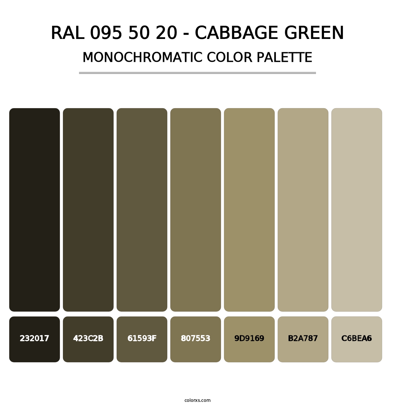 RAL 095 50 20 - Cabbage Green - Monochromatic Color Palette