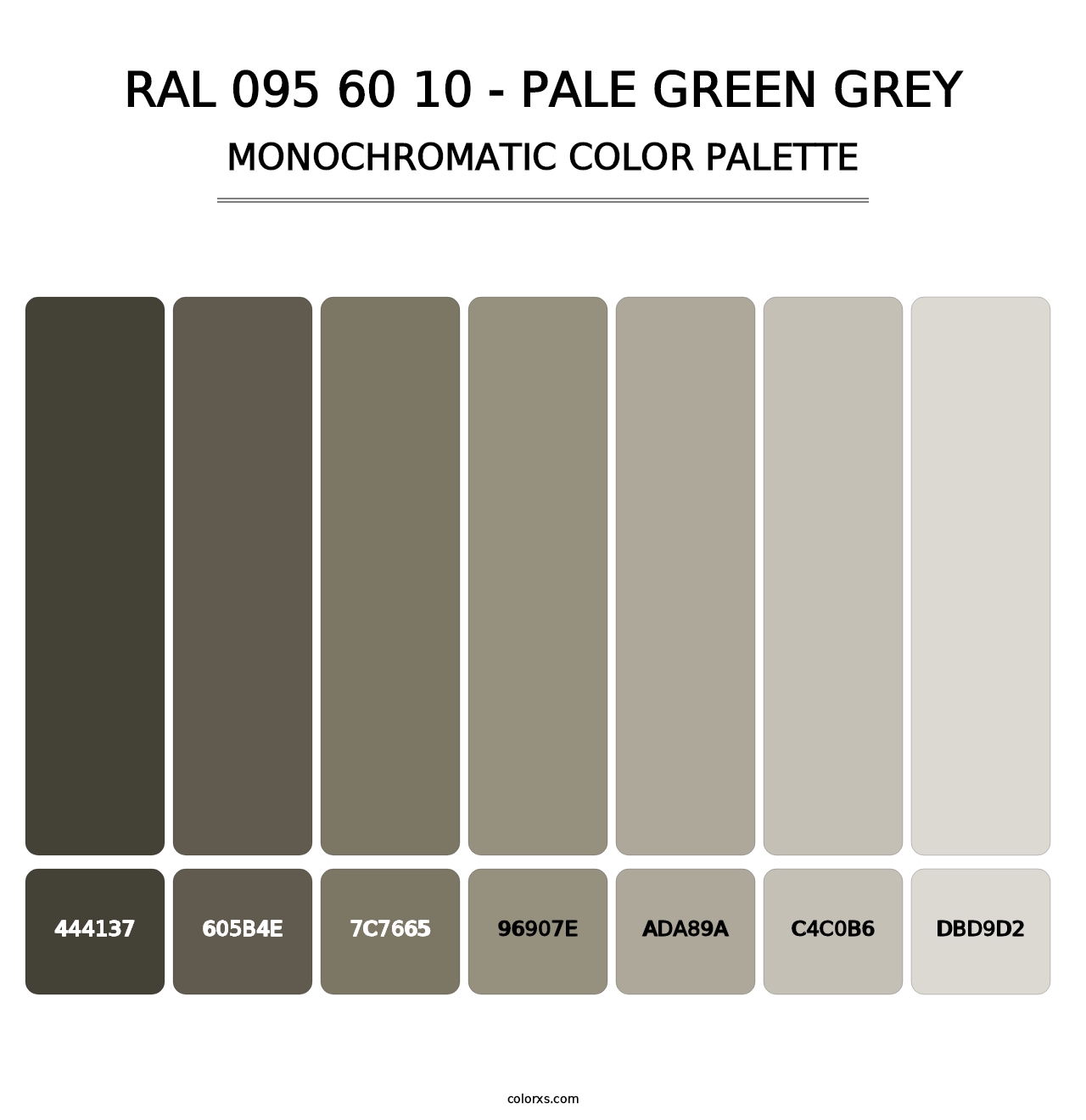 RAL 095 60 10 - Pale Green Grey - Monochromatic Color Palette