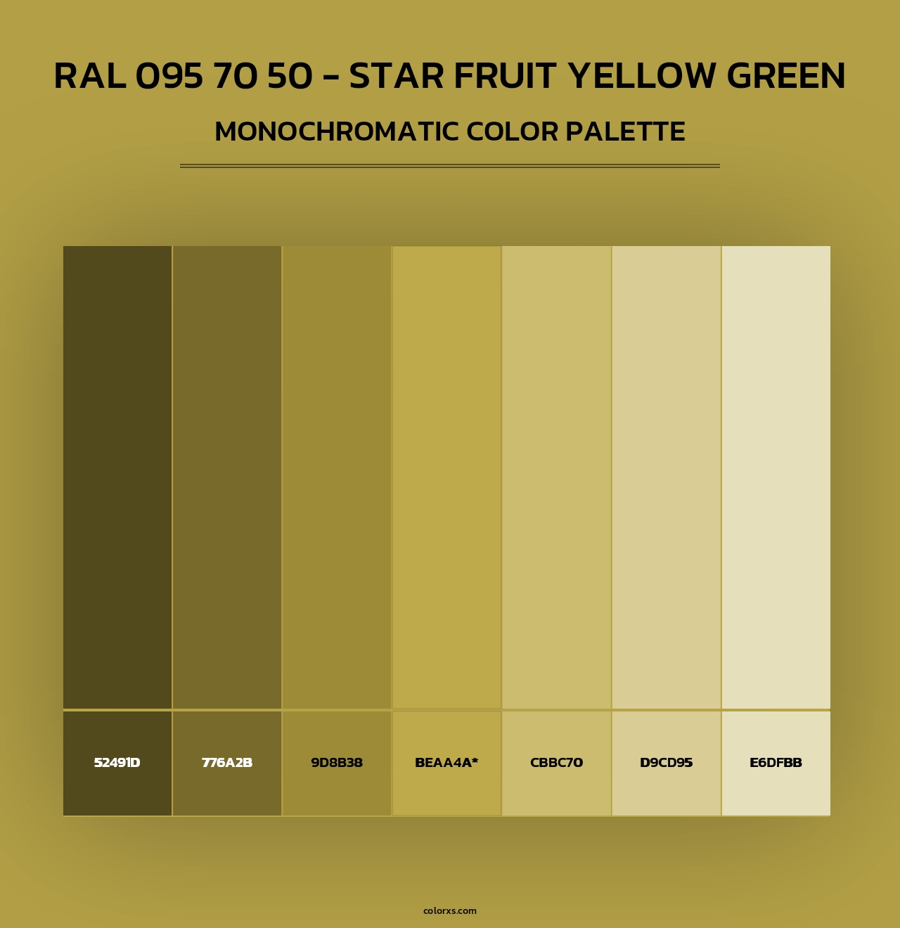 RAL 095 70 50 - Star Fruit Yellow Green - Monochromatic Color Palette