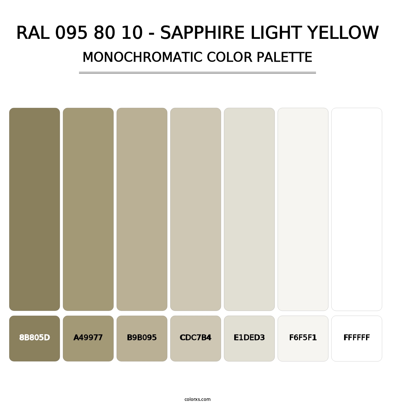 RAL 095 80 10 - Sapphire Light Yellow - Monochromatic Color Palette