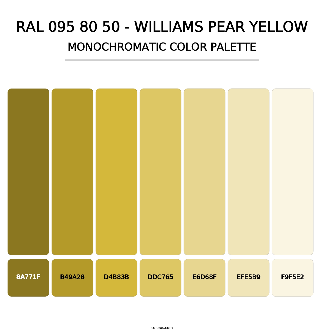 RAL 095 80 50 - Williams Pear Yellow - Monochromatic Color Palette