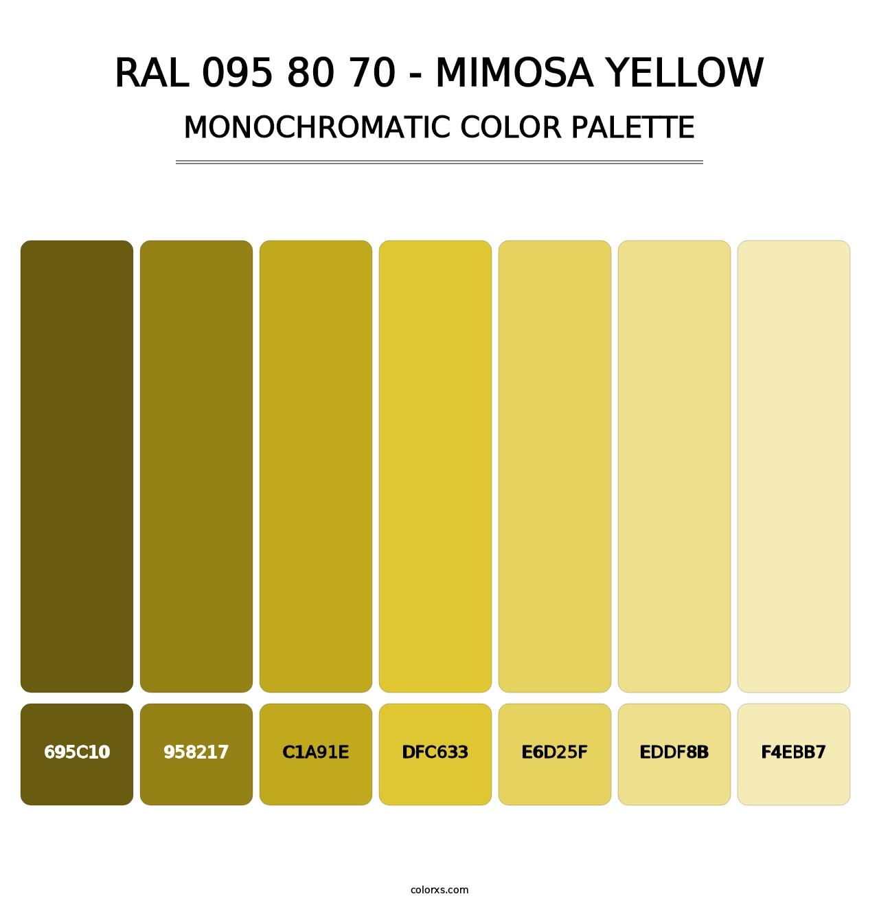 RAL 095 80 70 - Mimosa Yellow - Monochromatic Color Palette