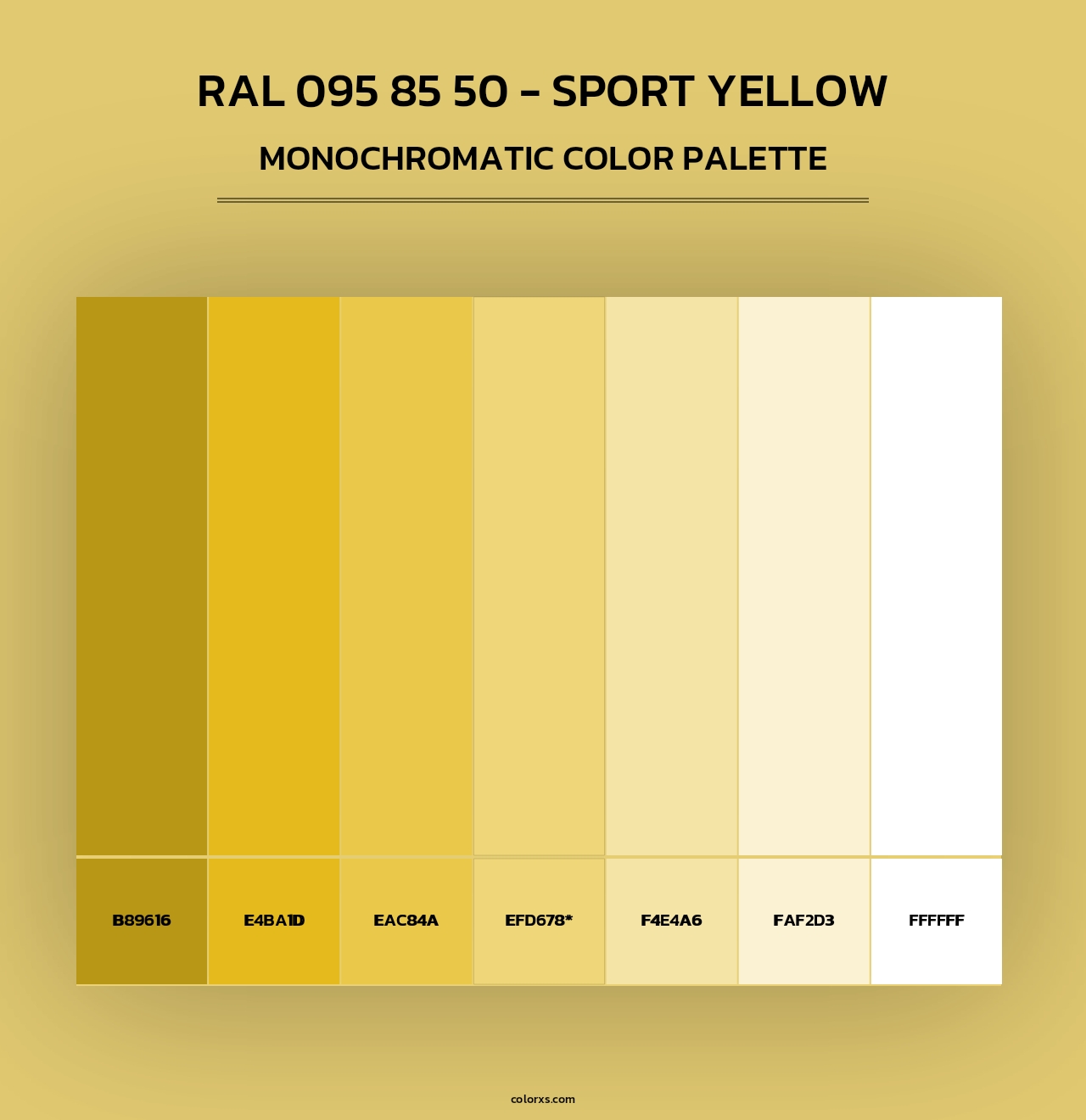 RAL 095 85 50 - Sport Yellow - Monochromatic Color Palette