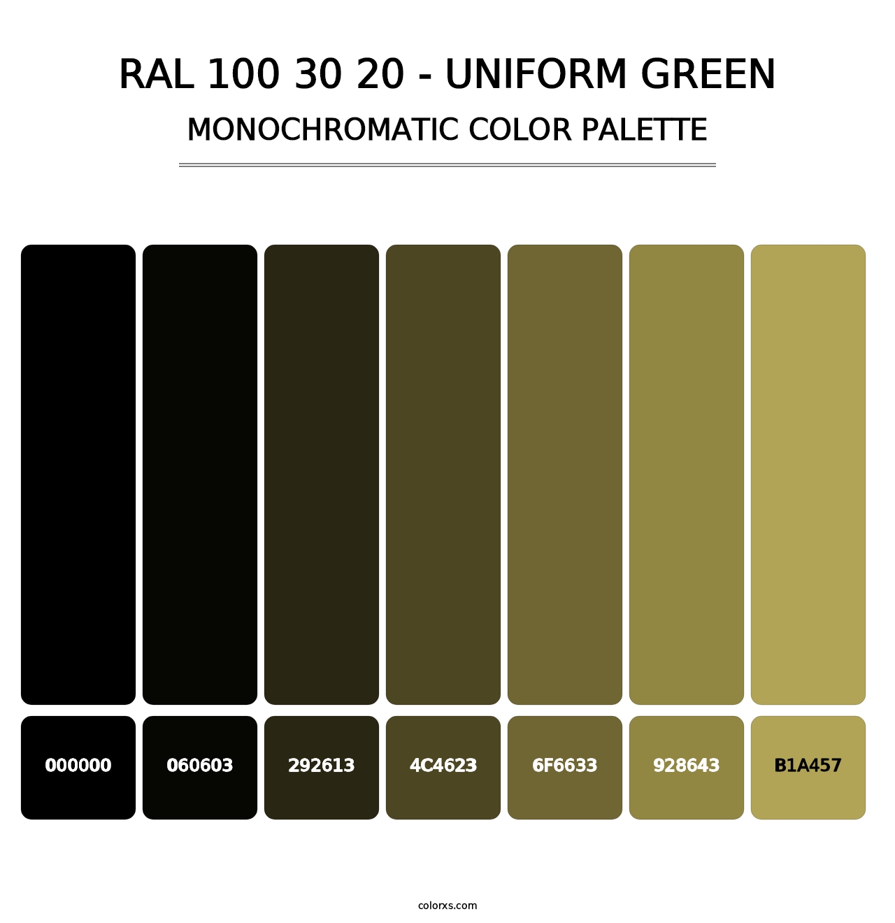 RAL 100 30 20 - Uniform Green - Monochromatic Color Palette