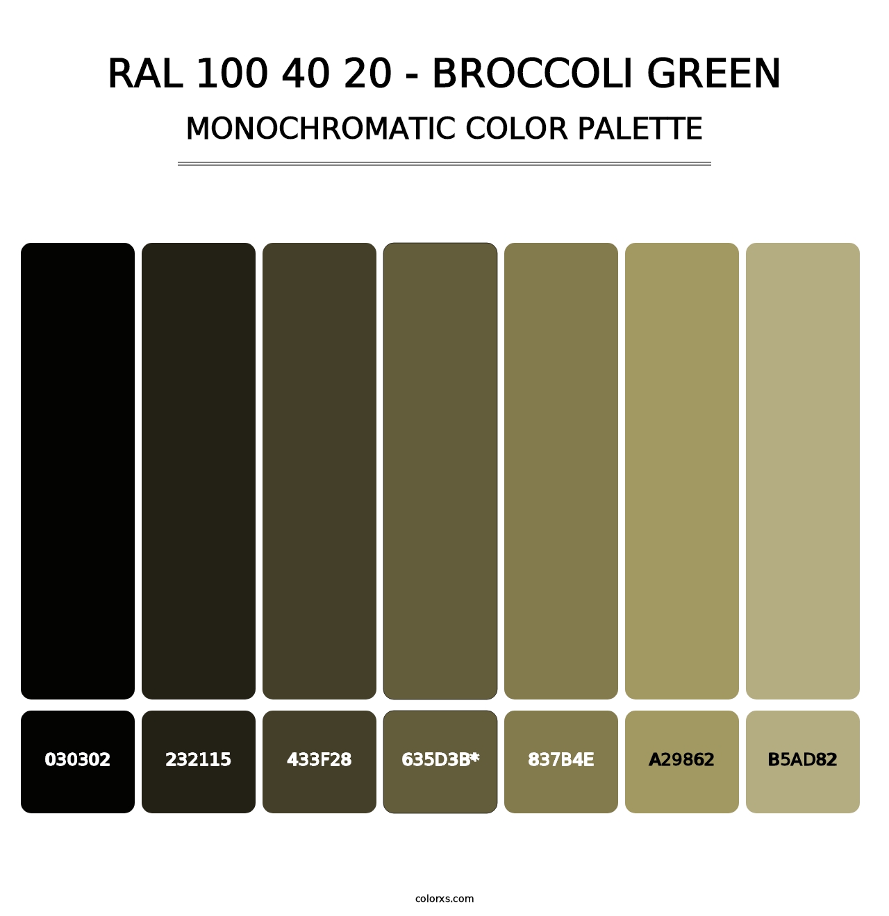 RAL 100 40 20 - Broccoli Green - Monochromatic Color Palette