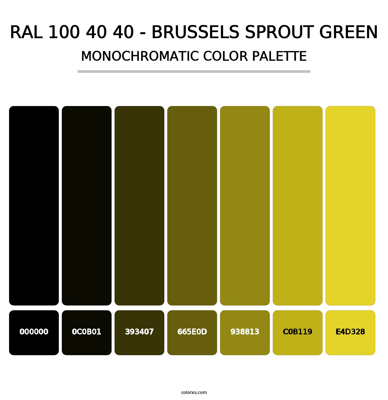 RAL 100 40 40 - Brussels Sprout Green - Monochromatic Color Palette