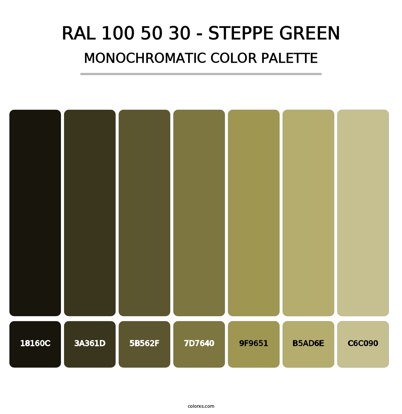 RAL 100 50 30 - Steppe Green - Monochromatic Color Palette