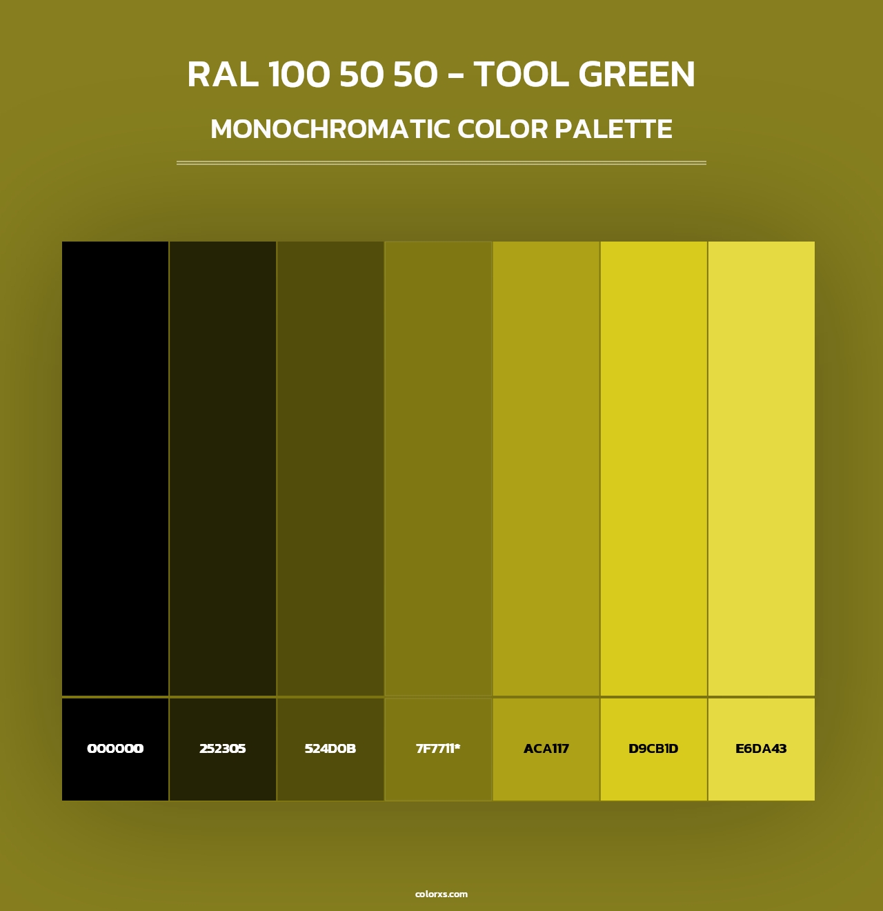 RAL 100 50 50 - Tool Green - Monochromatic Color Palette