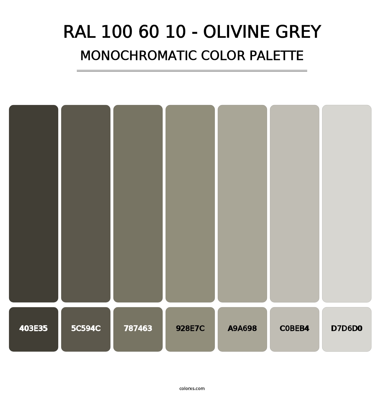 RAL 100 60 10 - Olivine Grey - Monochromatic Color Palette