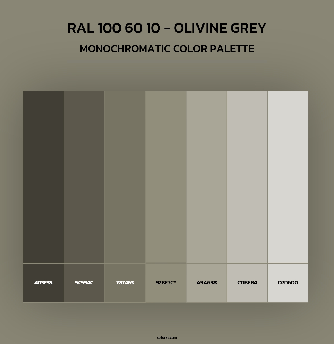 RAL 100 60 10 - Olivine Grey - Monochromatic Color Palette