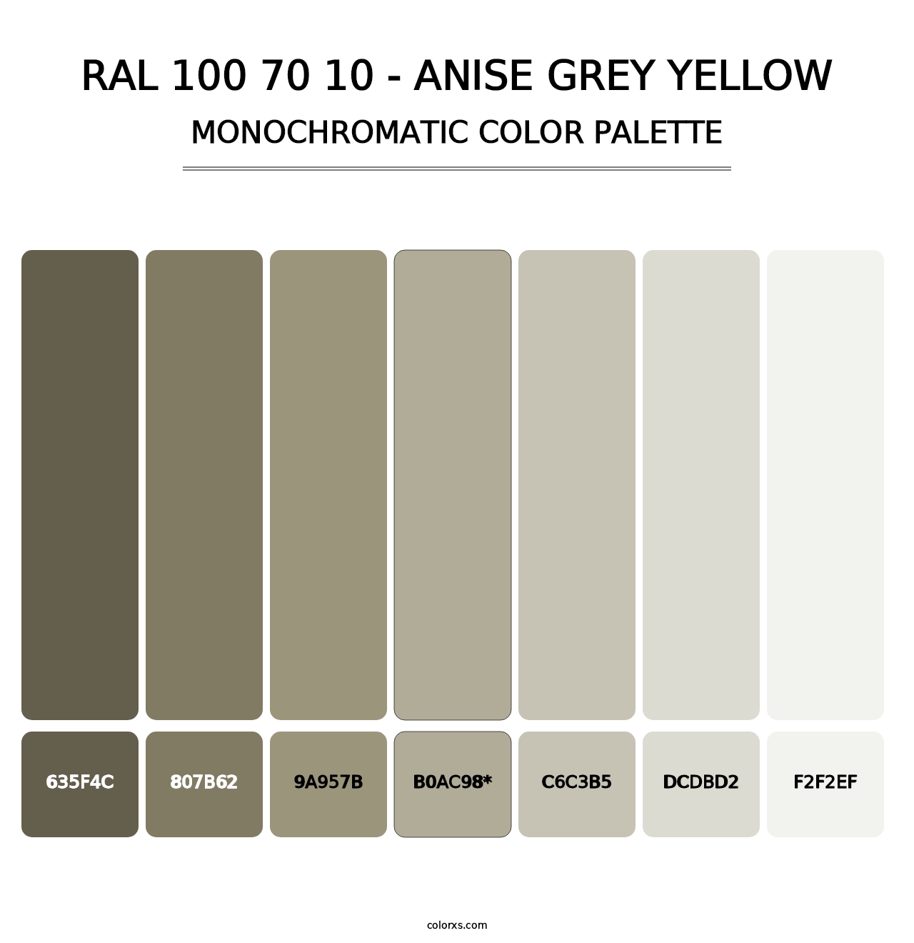 RAL 100 70 10 - Anise Grey Yellow - Monochromatic Color Palette