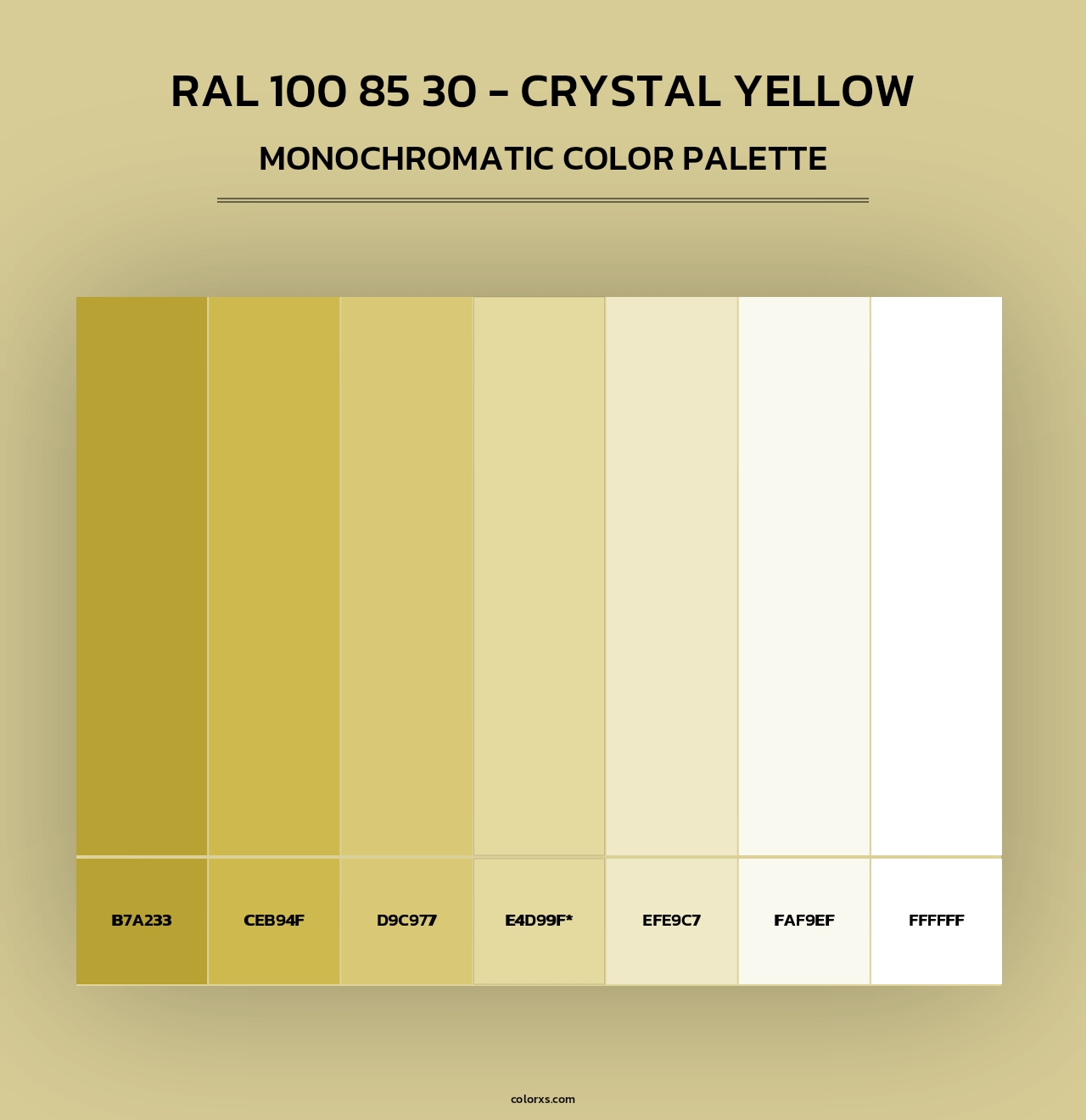 RAL 100 85 30 - Crystal Yellow - Monochromatic Color Palette