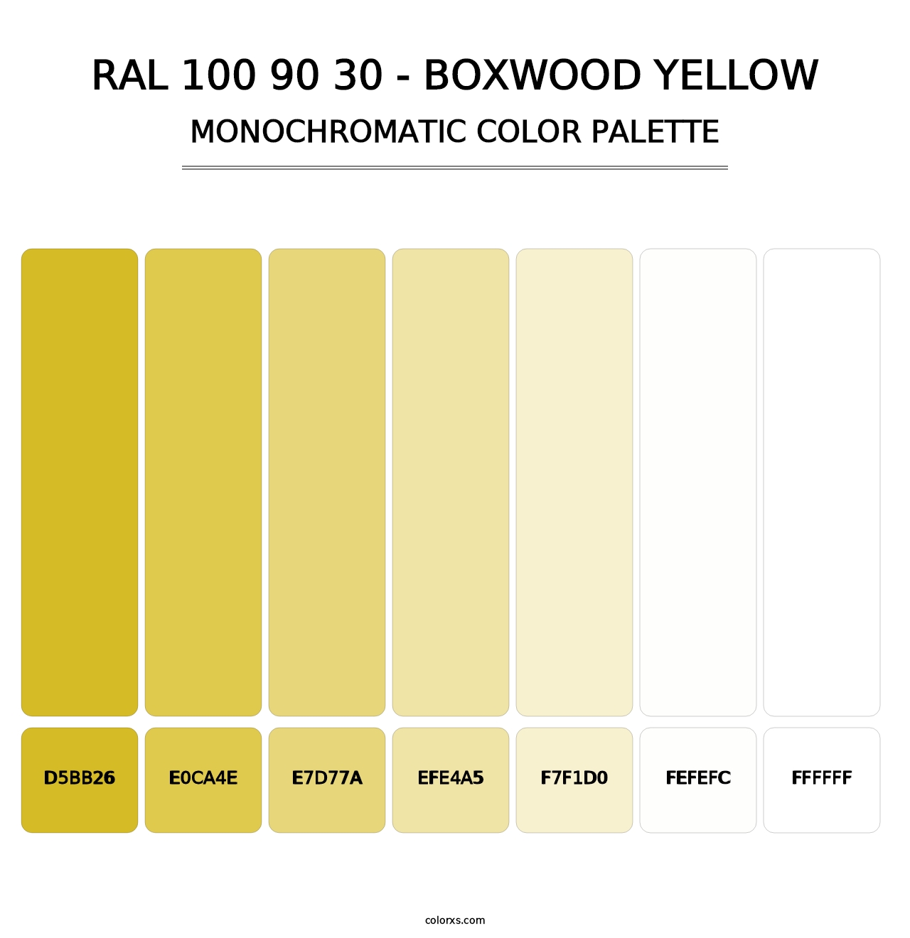RAL 100 90 30 - Boxwood Yellow - Monochromatic Color Palette
