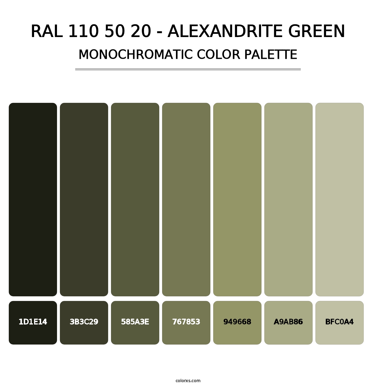 RAL 110 50 20 - Alexandrite Green - Monochromatic Color Palette