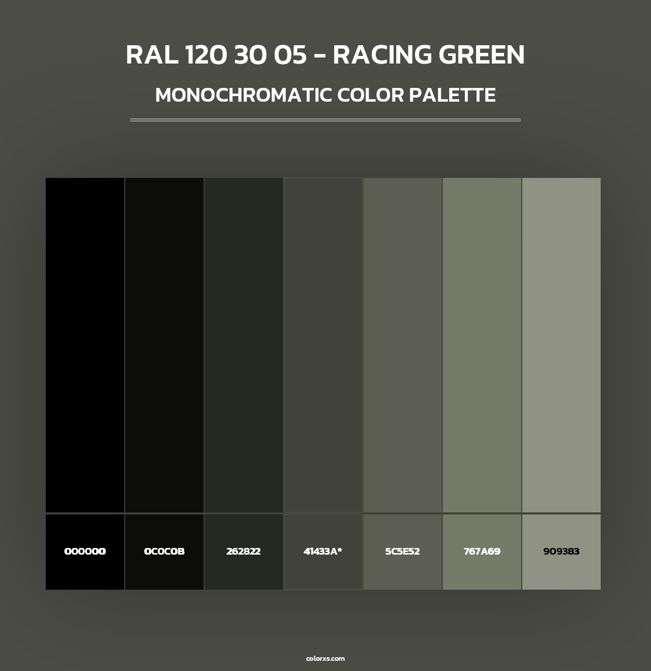 RAL 120 30 05 - Racing Green - Monochromatic Color Palette