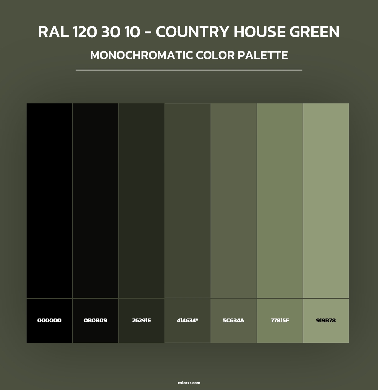 RAL 120 30 10 - Country House Green - Monochromatic Color Palette