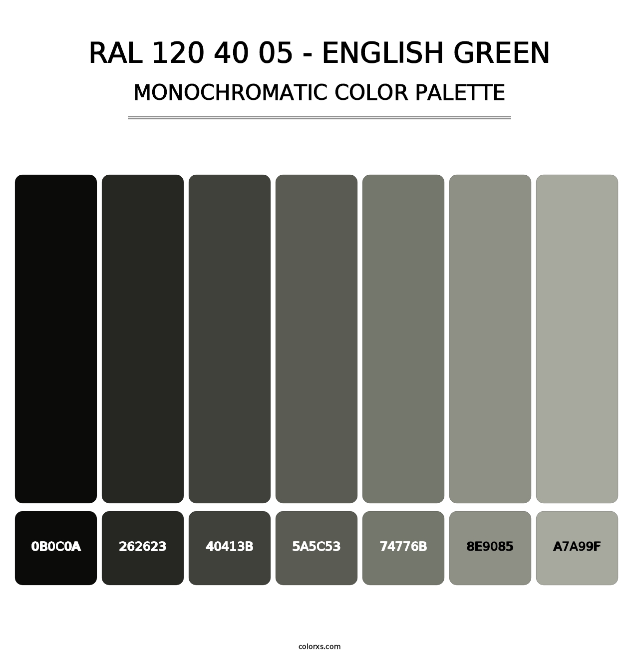 RAL 120 40 05 - English Green - Monochromatic Color Palette