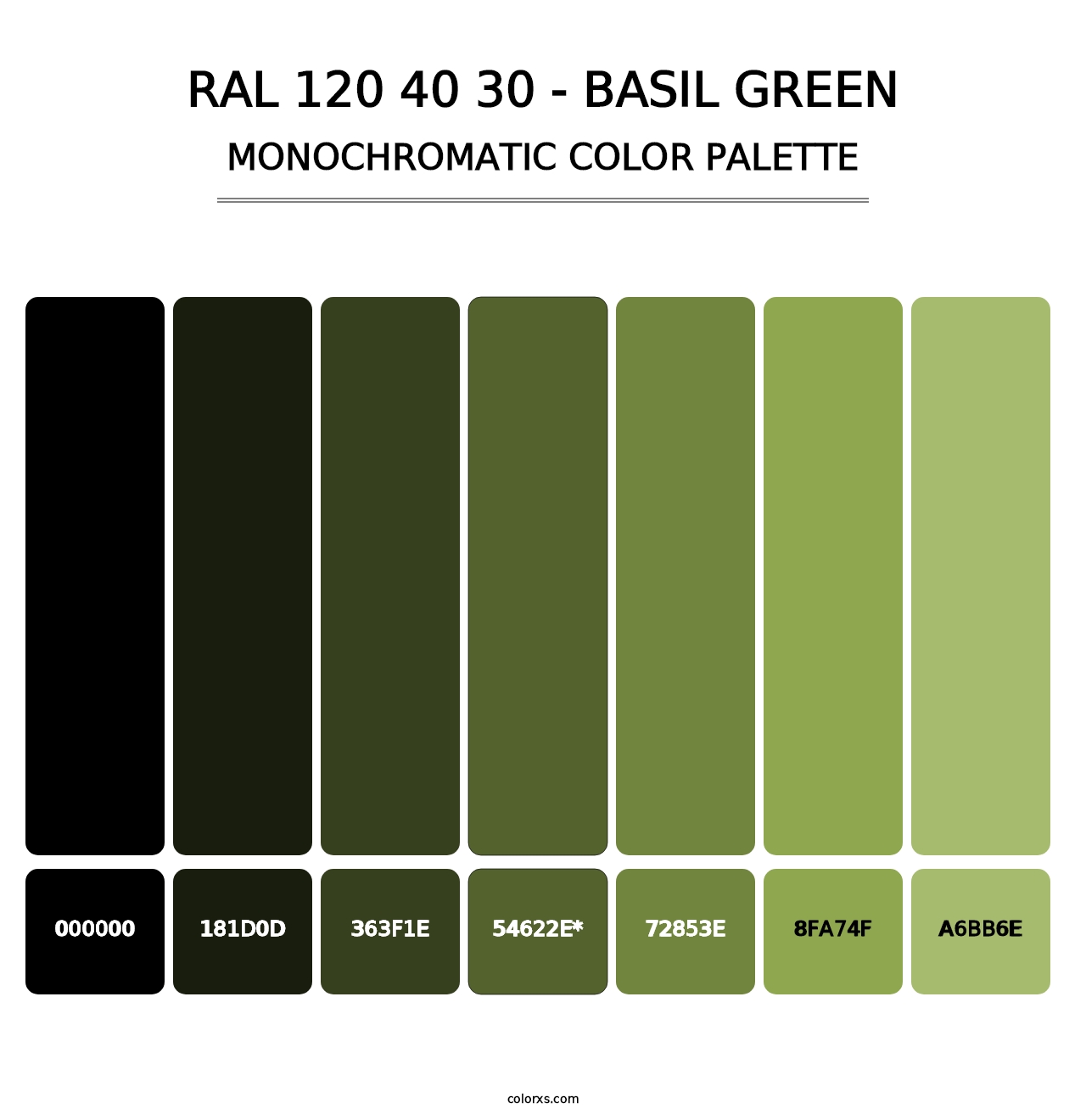 RAL 120 40 30 - Basil Green - Monochromatic Color Palette