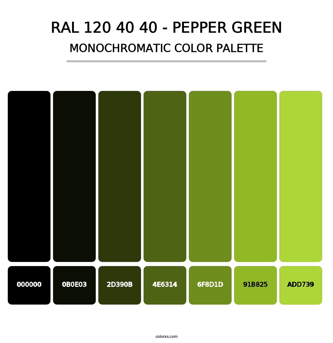 RAL 120 40 40 - Pepper Green - Monochromatic Color Palette