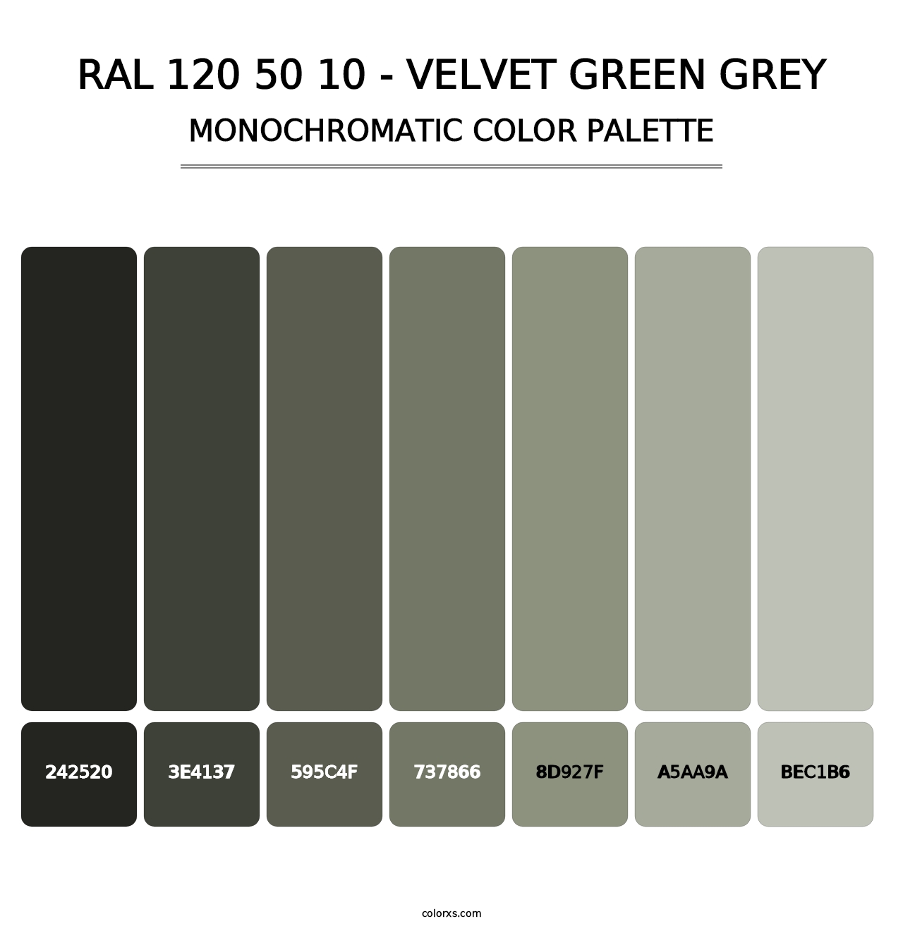 RAL 120 50 10 - Velvet Green Grey - Monochromatic Color Palette