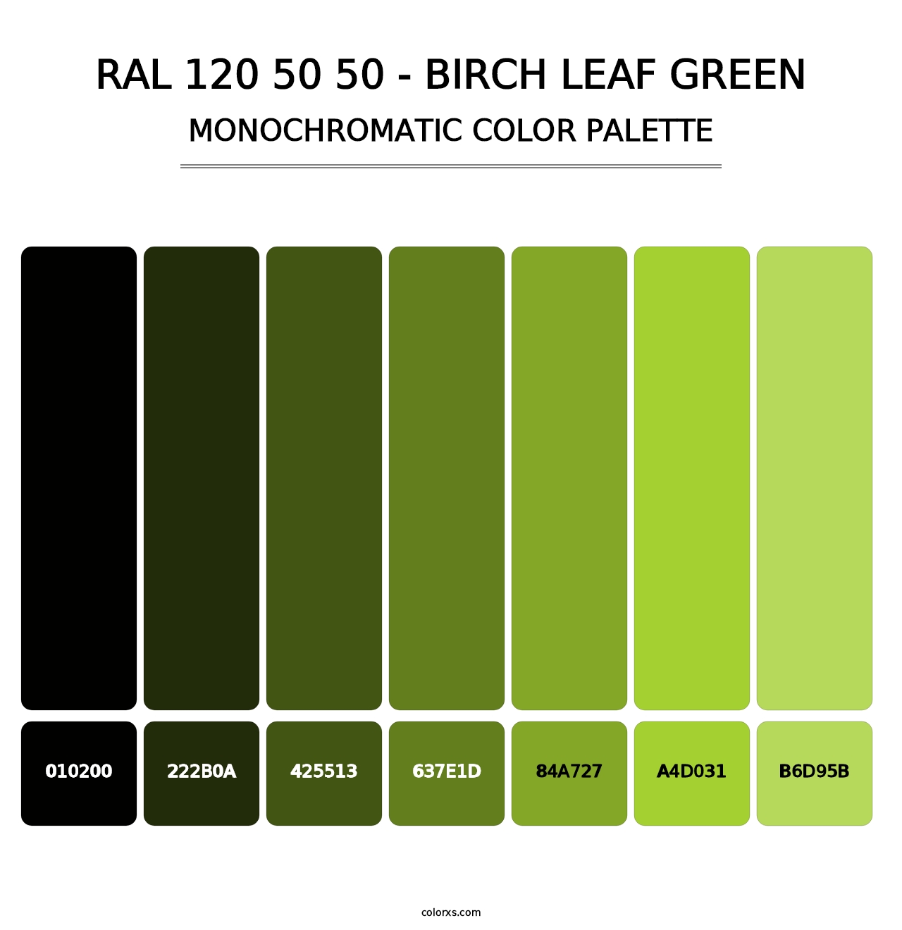 RAL 120 50 50 - Birch Leaf Green - Monochromatic Color Palette