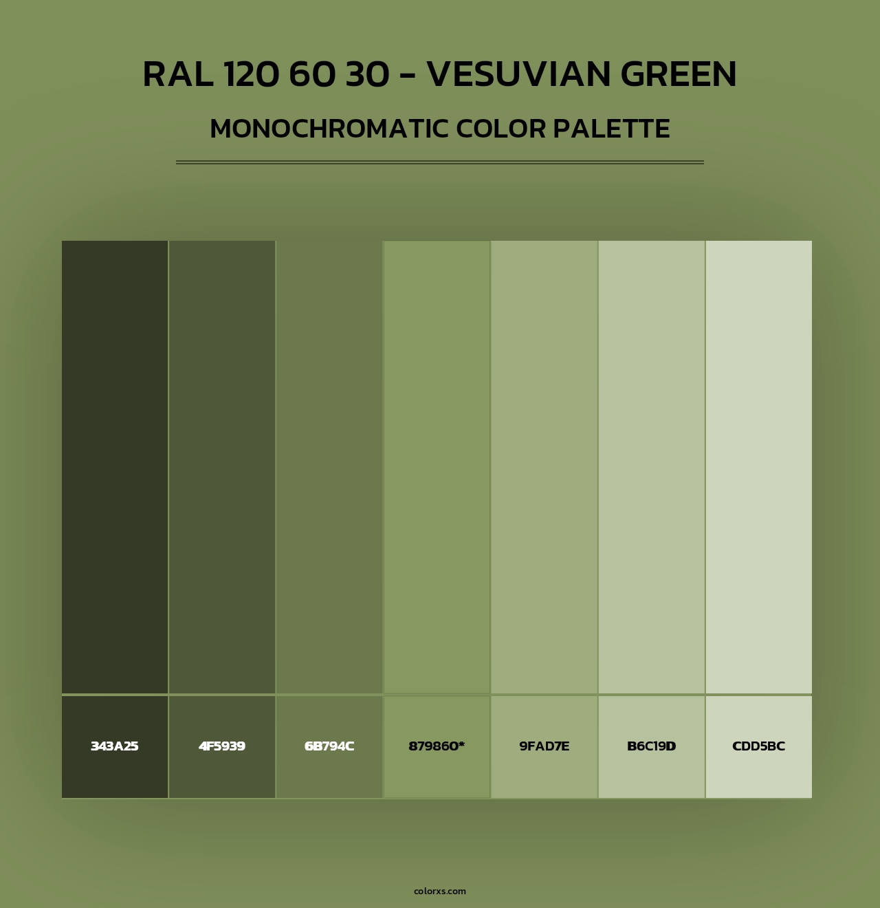 RAL 120 60 30 - Vesuvian Green - Monochromatic Color Palette