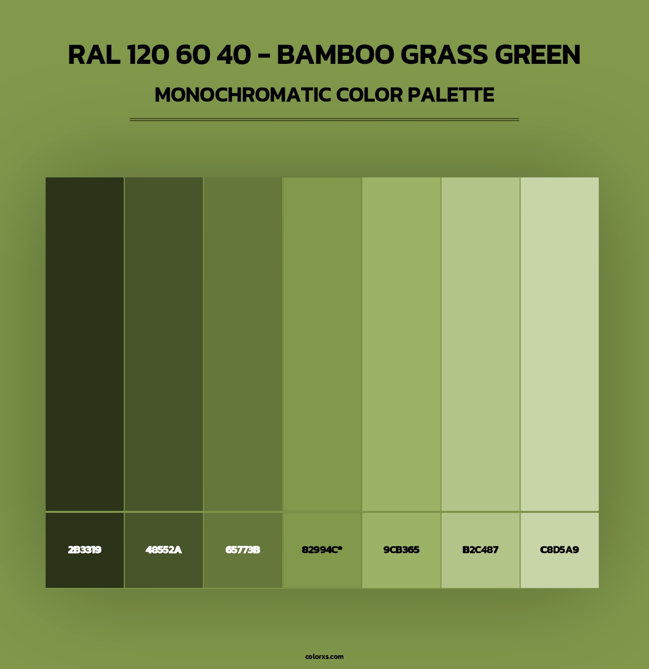 RAL 120 60 40 - Bamboo Grass Green - Monochromatic Color Palette