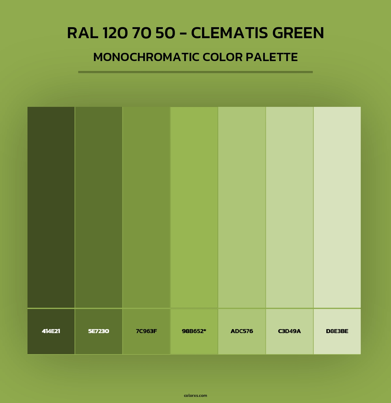 RAL 120 70 50 - Clematis Green - Monochromatic Color Palette