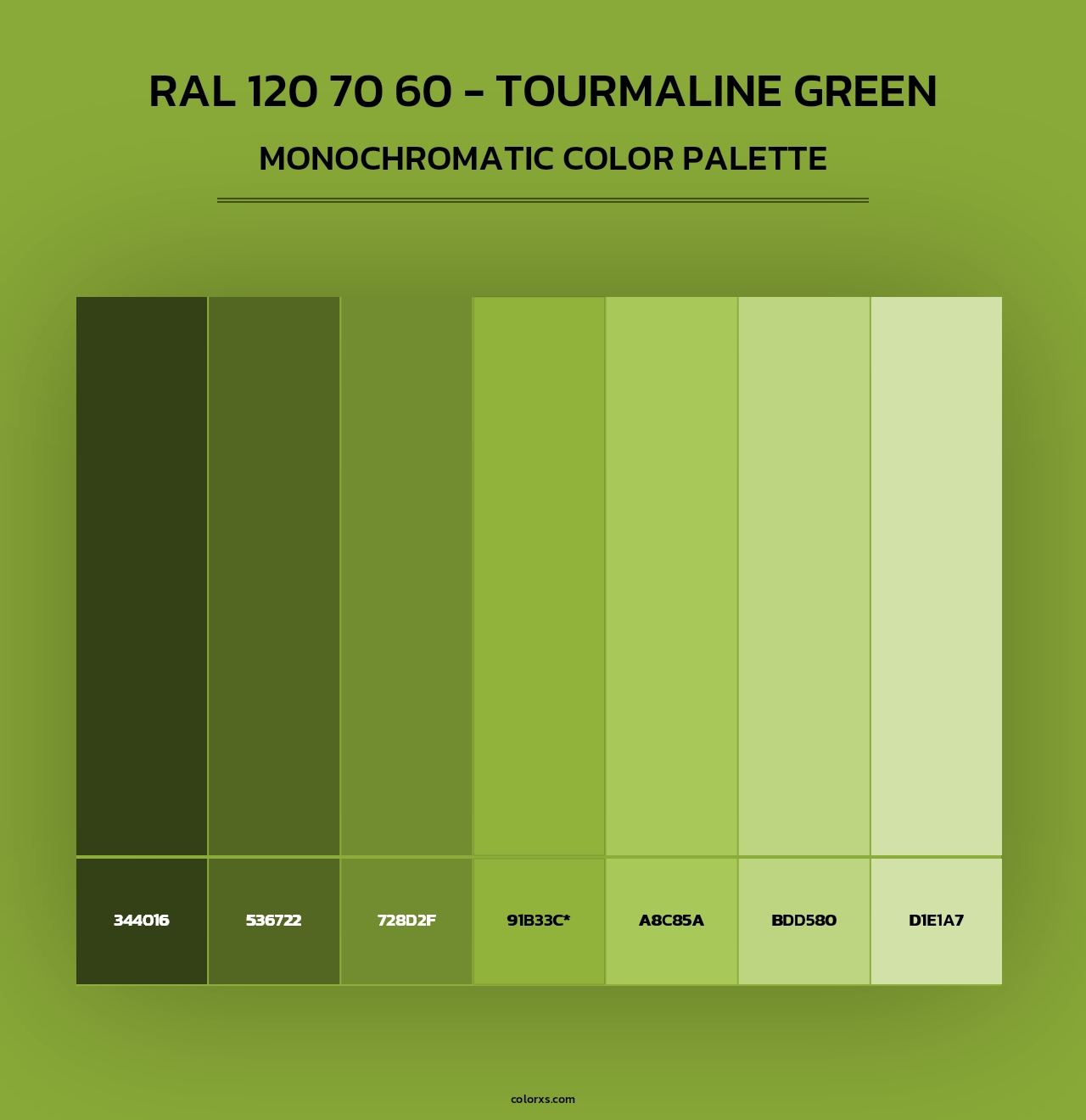 RAL 120 70 60 - Tourmaline Green - Monochromatic Color Palette