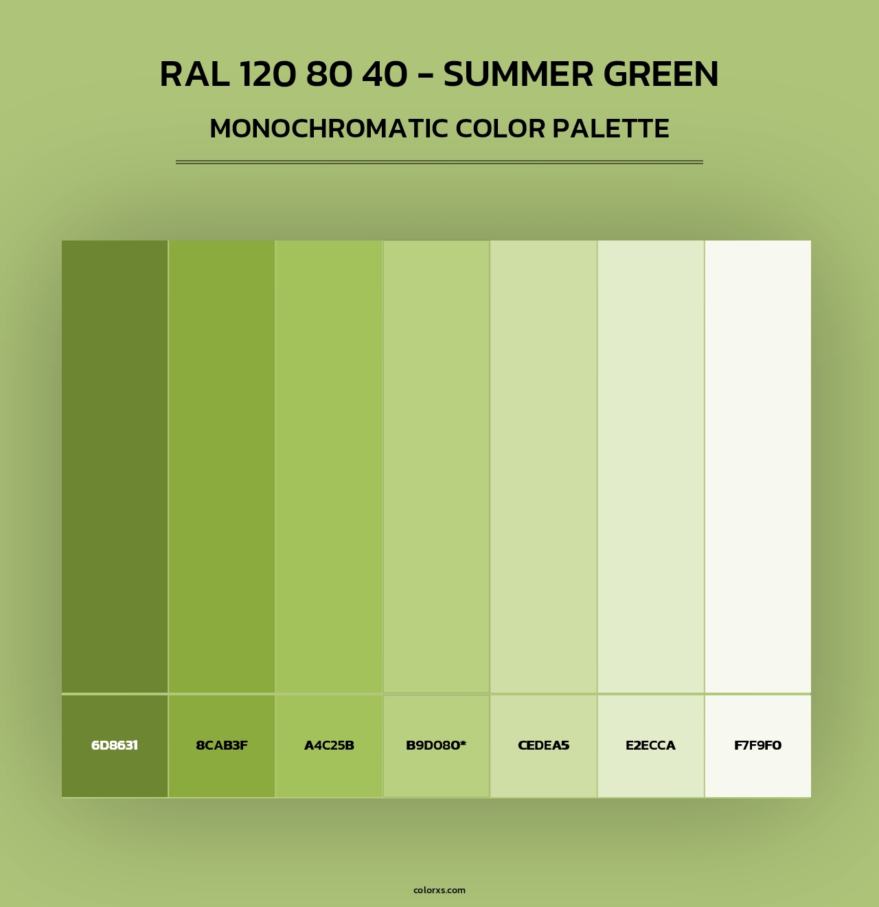 RAL 120 80 40 - Summer Green - Monochromatic Color Palette